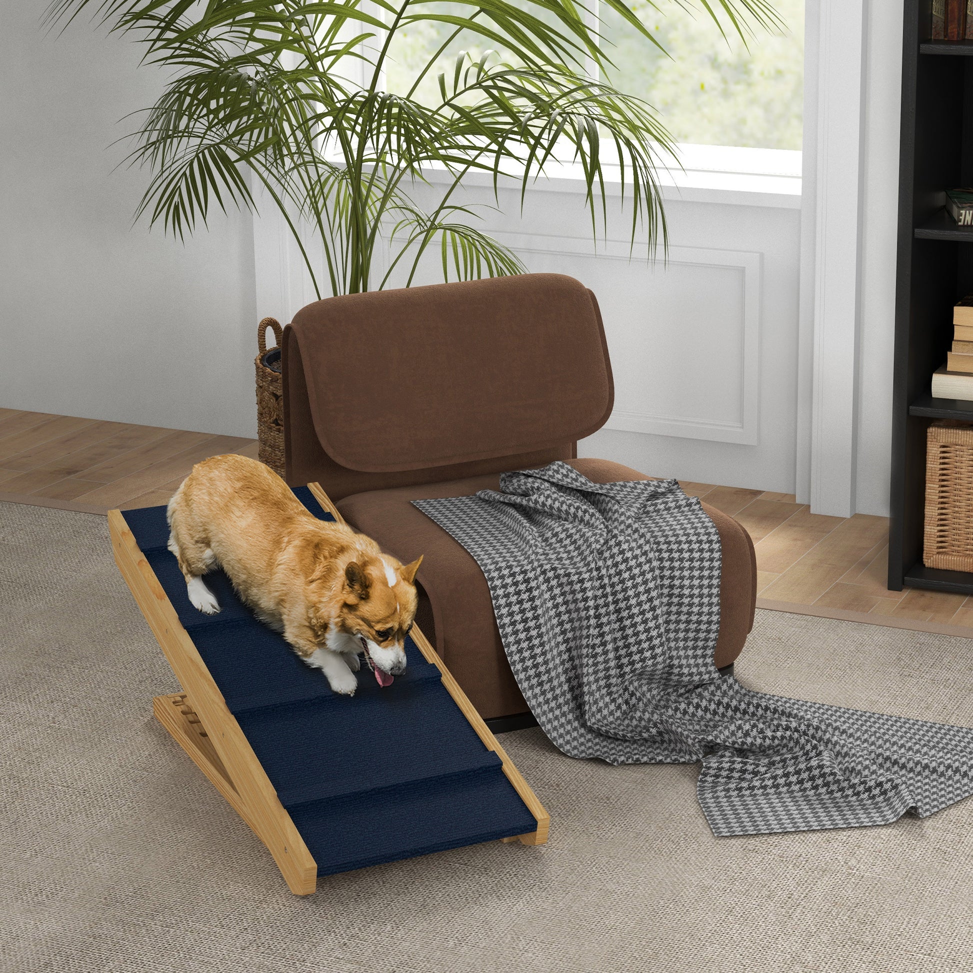 Adjustable Dog Ramp for Bed, Sofa, with Non-Slip Surface, Folding Dog Stair for Small, Medium, Large Dogs