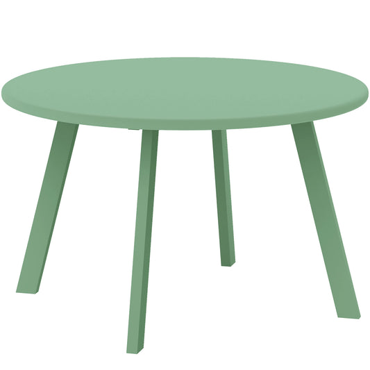 Round Outdoor Side Table, Patio Coffee Table with Metal Frame and Non-Slip Foot Pads, Green