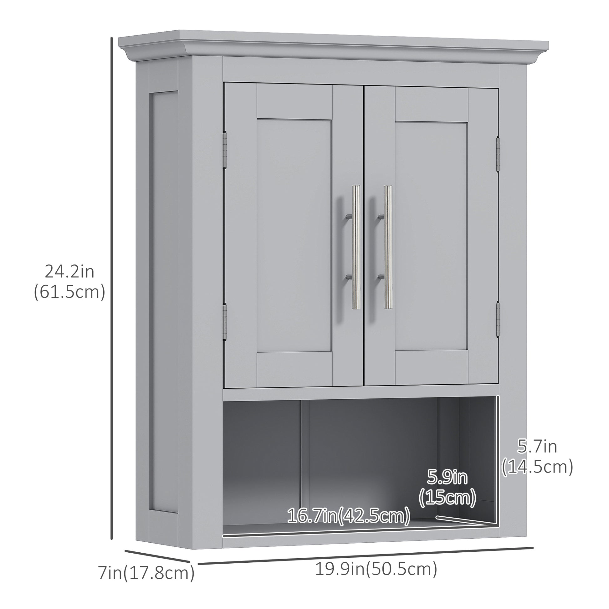 Bathroom Wall Cabinet, Medicine Cabinet, Toilet Storage Cabinet with Shelf for Living Room and Entryway, Grey