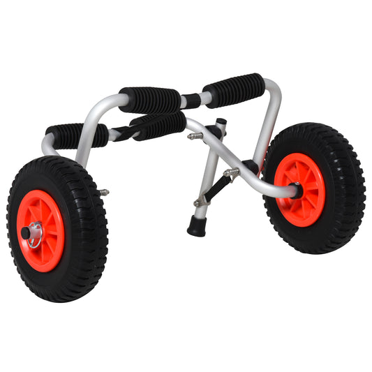 Soozier Kayak Cart Dolly with Flat-Free Wheels and Aluminum Frame for Kayaks, Canoes, Paddleboards, Folding Design, Silv
