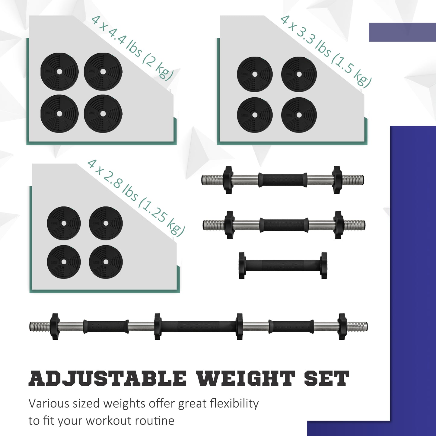 Soozier 44LBS 2-in-1 Adjustable Barbell & Dumbbells Set, Weights Set with Non-slip Handles for Men and Women Home Gym Tr
