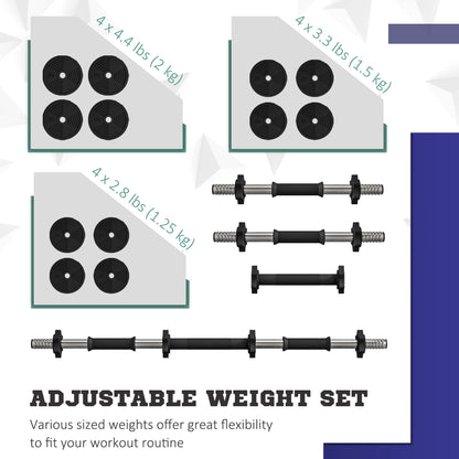 Soozier 44LBS 2-in-1 Adjustable Barbell & Dumbbells Set, Weights Set with Non-slip Handles for Men and Women Home Gym Tr