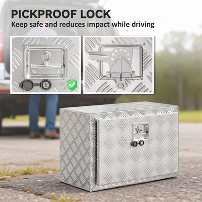 24 Inch Underbody Truck Tool Box, Heavy Duty Aluminum Tool Box, Storage Toolbox Chest Organizer with Lock and Keys