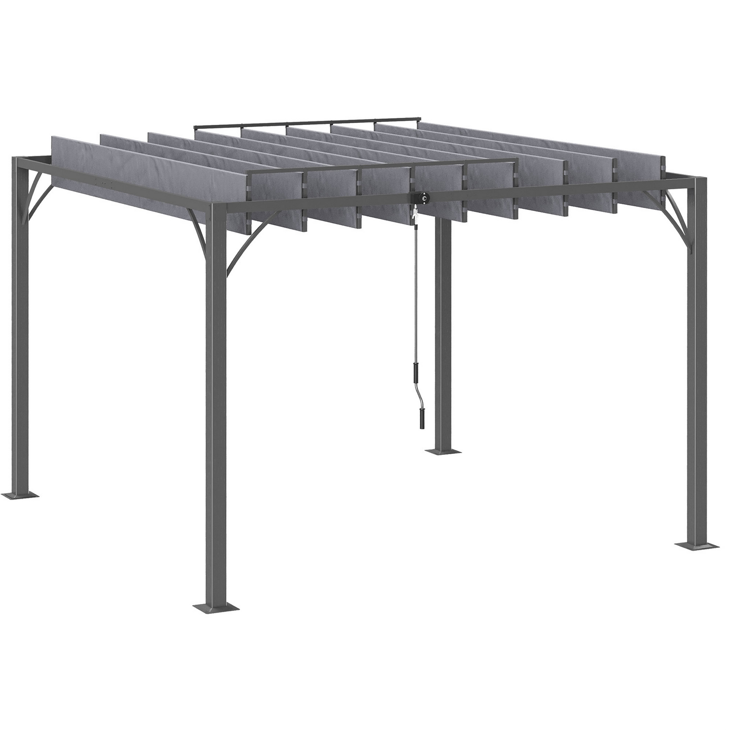 9.7' x 9.7' Outdoor Pergola with Retractable Roof, Aluminium Louvered Pergola Canopy Gazebo for Lawn Garden Patio, Grey