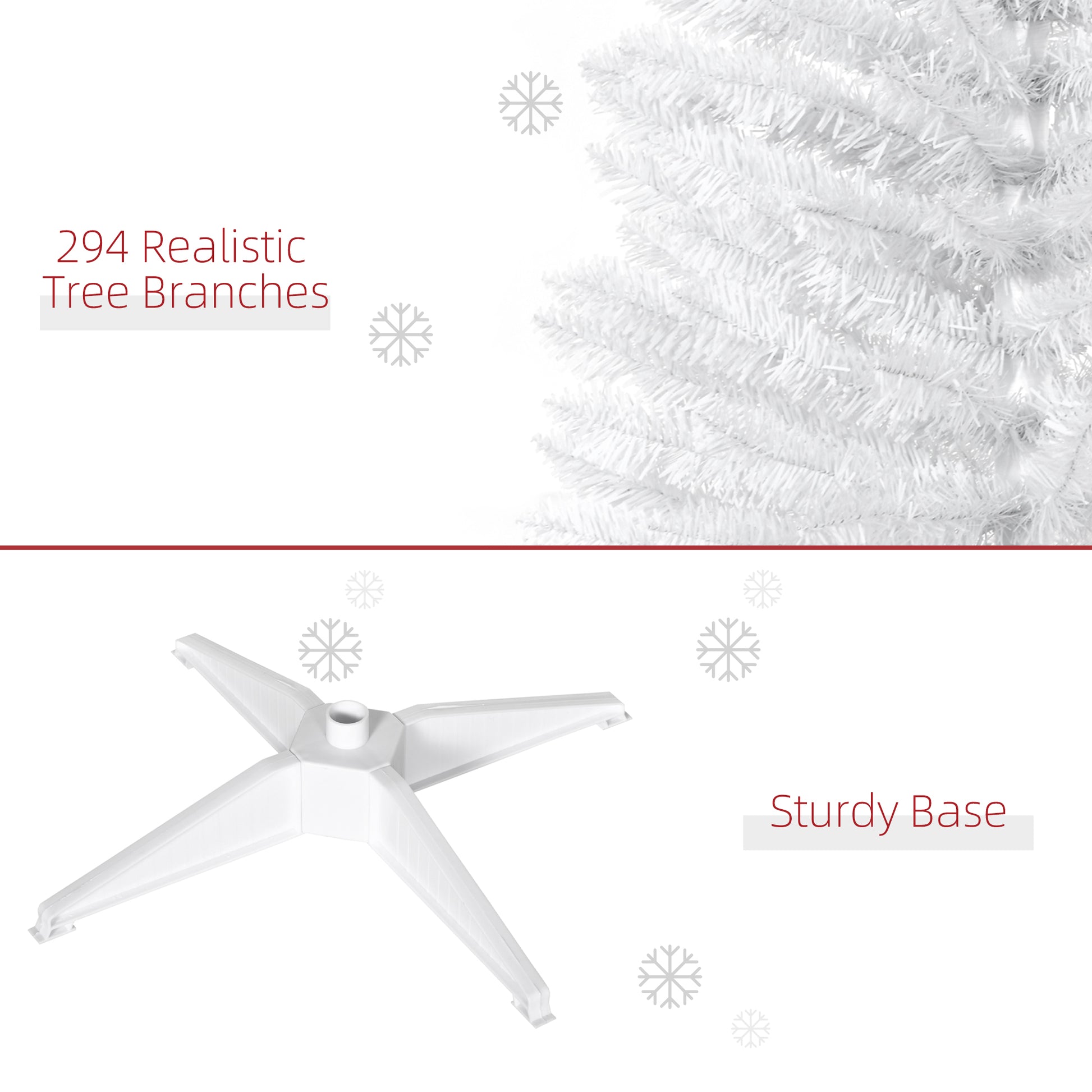5FT Artificial Christmas Tree, Pencil Christmas Tree with Realistic Branches, Stable Stand, White