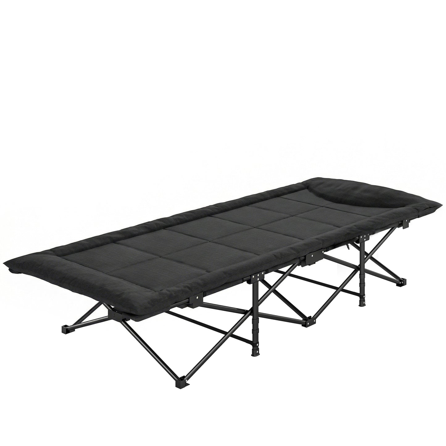 Camping Cot for Adults with Padded Cushion, 31.5" Wide Folding Bed with Carry Bag and Non-Slip Feet, Black