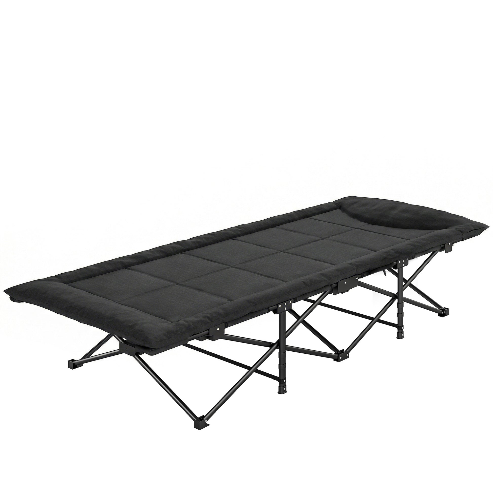 Camping Cot for Adults with Padded Cushion, 31.5" Wide Folding Bed with Carry Bag and Non-Slip Feet, Black