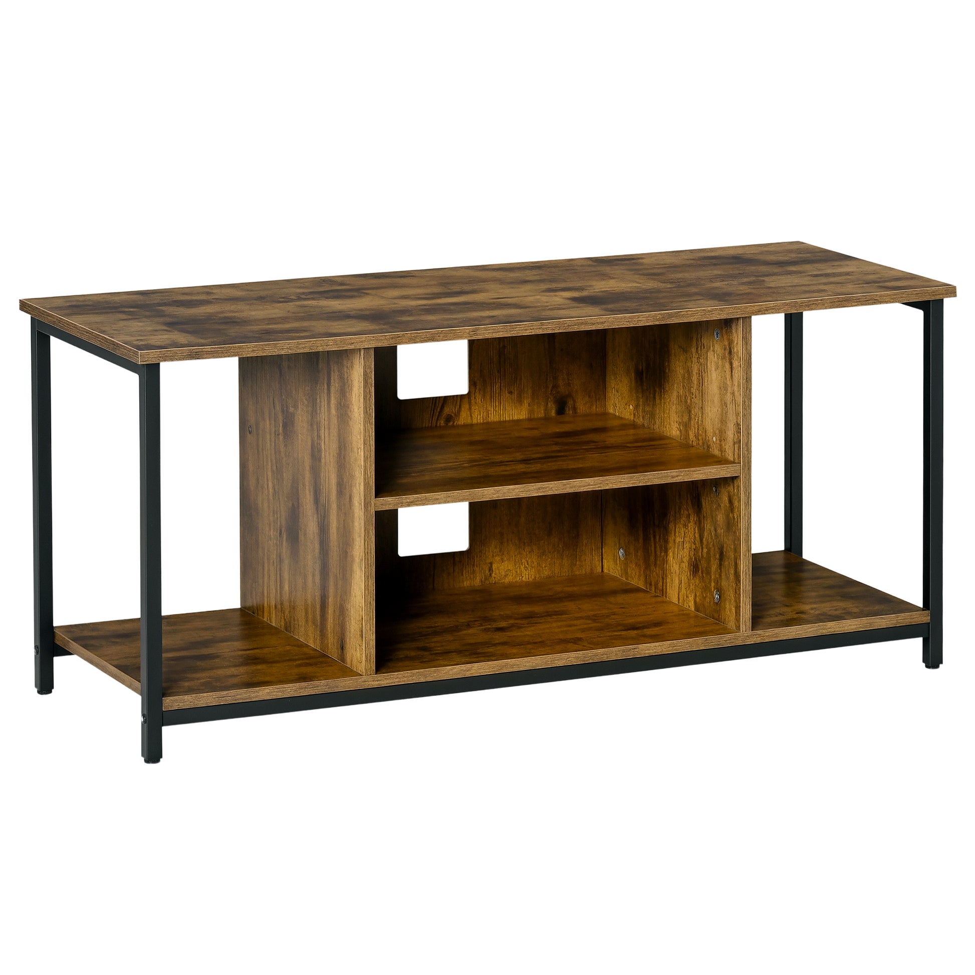 TV Stand for TVs Up to 55 Inches, TV Console with Open Storage Shelves, Entertainment Center for Living Room, Rustic Bro