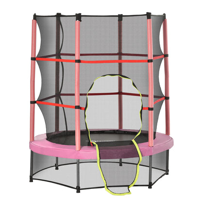 55" Kids Trampoline with Enclosure Net for Indoor/Outdoor, Trampoline for Boys and Girls Age 3-6 Years, Pink