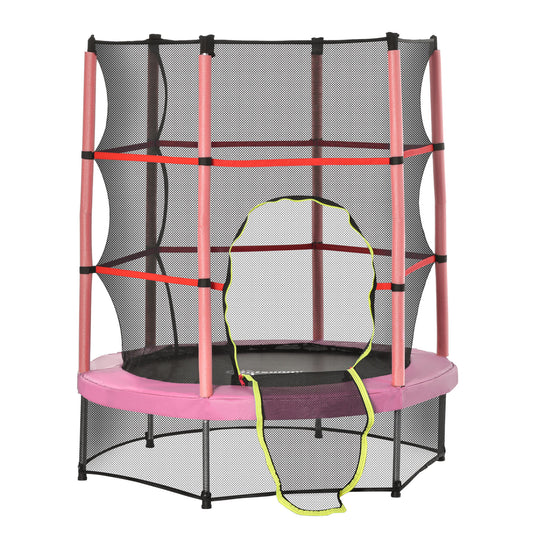 55" Kids Trampoline with Enclosure Net for Indoor/Outdoor, Trampoline for Boys and Girls Age 3-6 Years, Pink