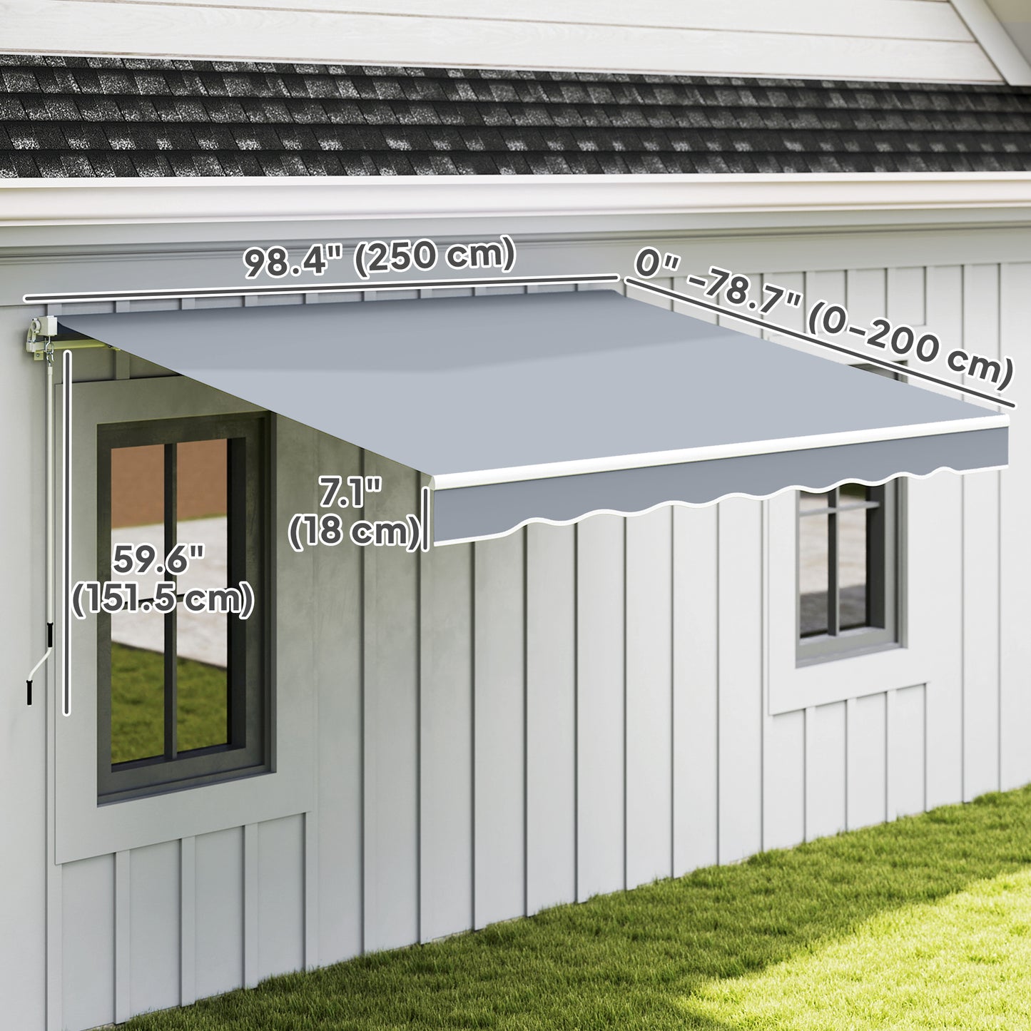 8' x 7' Retractable Awning, Patio Awnings, Sunshade Shelter with 280 g/m² UV & Water-Resistant Fabric and Aluminum Frame