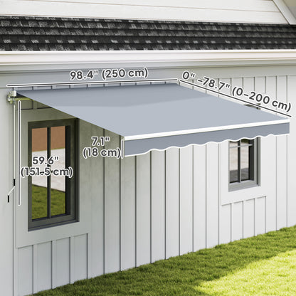 8' x 7' Retractable Awning, Patio Awnings, Sunshade Shelter with 280 g/m² UV & Water-Resistant Fabric and Aluminum Frame