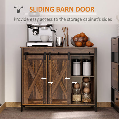 Industrial Sideboard, Buffet Cabinet with Sliding Barn Doors, Storage Cabinets and Adjustable Shelves for Living Room, K