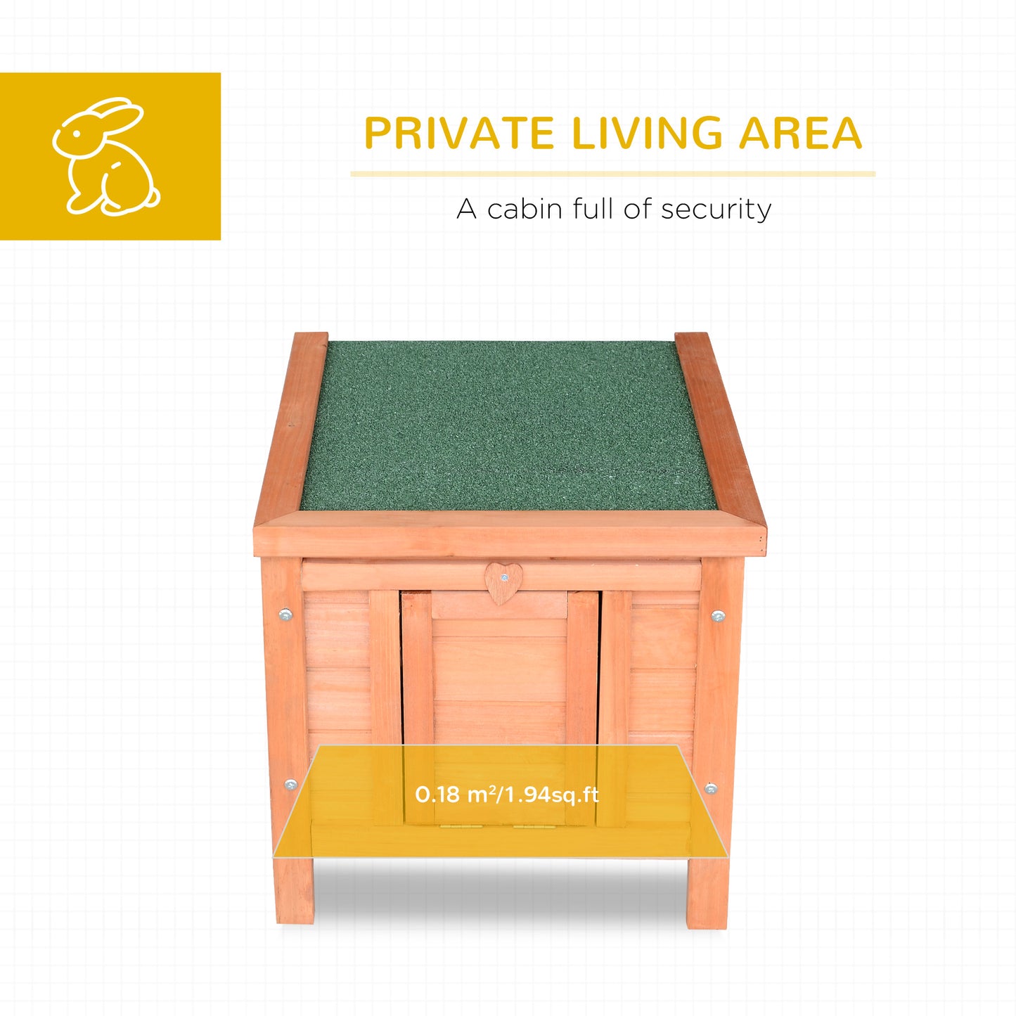 Wooden Rabbit Hutch, Bunny Cage with Waterproof & Openable Asphalt Roof, Outdoor Cat House Guinea Pig Cage Duck Shelter,