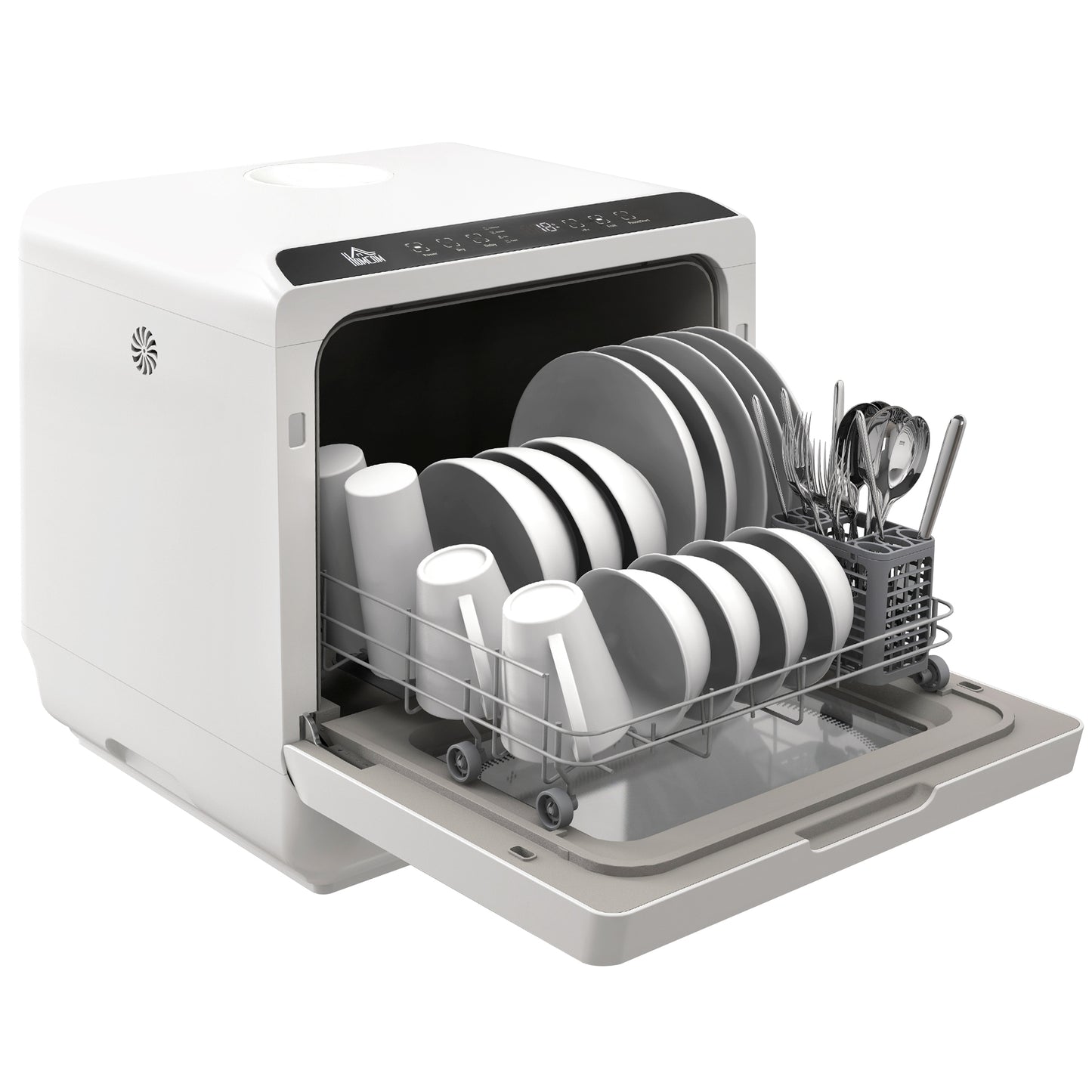 Portable Dishwasher, Counter Dishwasher with 4 Place Settings, 5 Washing Programs, Air-Dry Function, 6L Water Tank