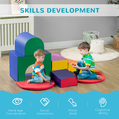 Qaba 7-piece Soft Play, Foam Climbing Blocks for Toddlers, Kids' Educational Climbing Crawling Toys, Kids Foam Play Set 