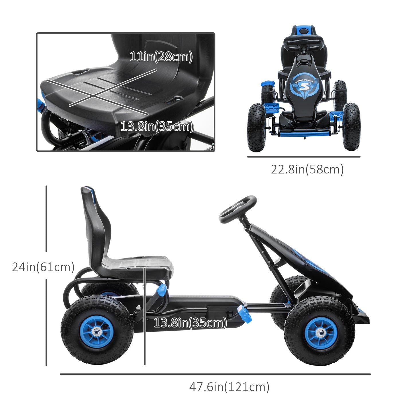 VarietyKart Kids Pedal Go Kart, Ride On Toys for Boys Girls with Ergonomic Adjustable Seat, Rubber Wheels Shock Absorb, 