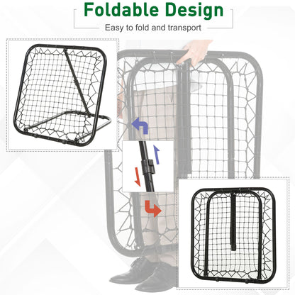 Soozier Soccer Rebounder Net, 3' x 3', Angle Adjustable Baseball Rebounder Net Training Equipment Aid with Quick Folding
