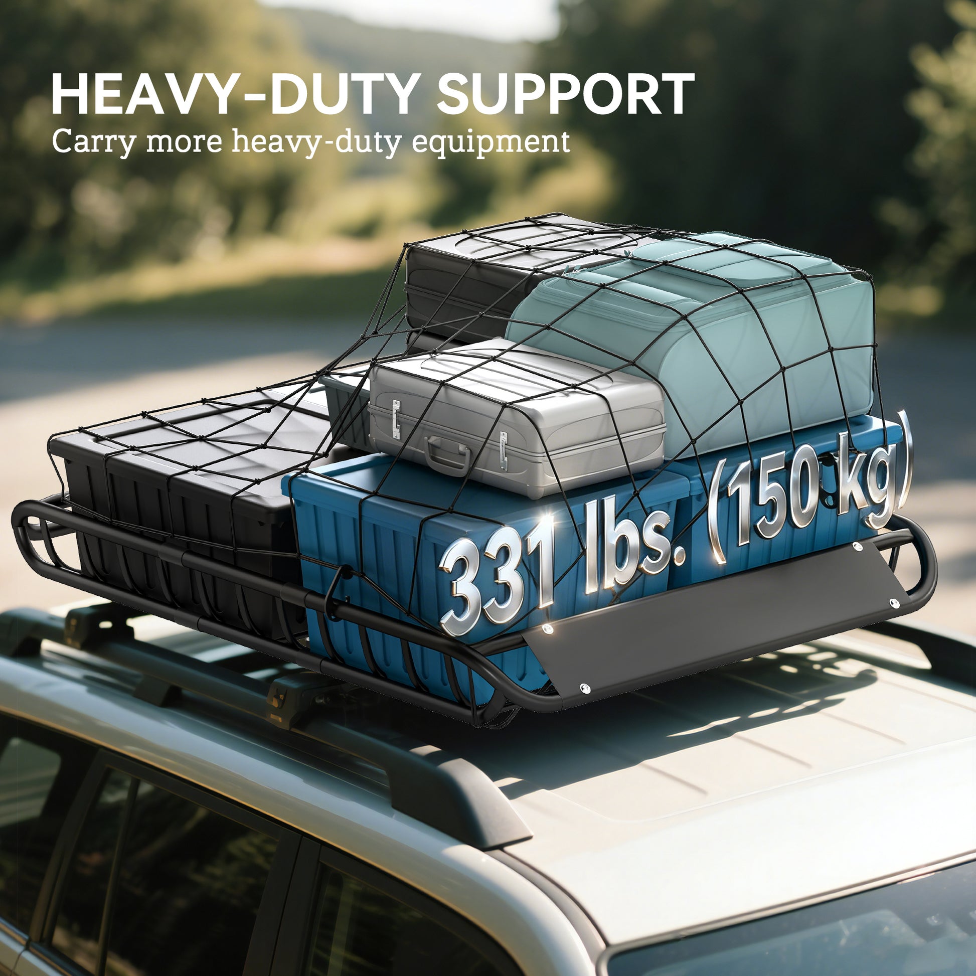 Soozier Roof Rack Cargo Carrier Basket, 150LBS Heavy Duty Roof Basket, 46" x 36" x 4.5" Rooftop Cargo Carrier for SUV, T