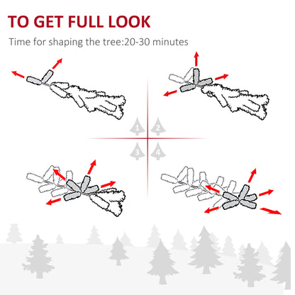 7.5 Feet Christmas Tree Prelit Artificial Snow Flocked with Warm White LED Light, Holiday Home Xmas Decoration, Green Wh
