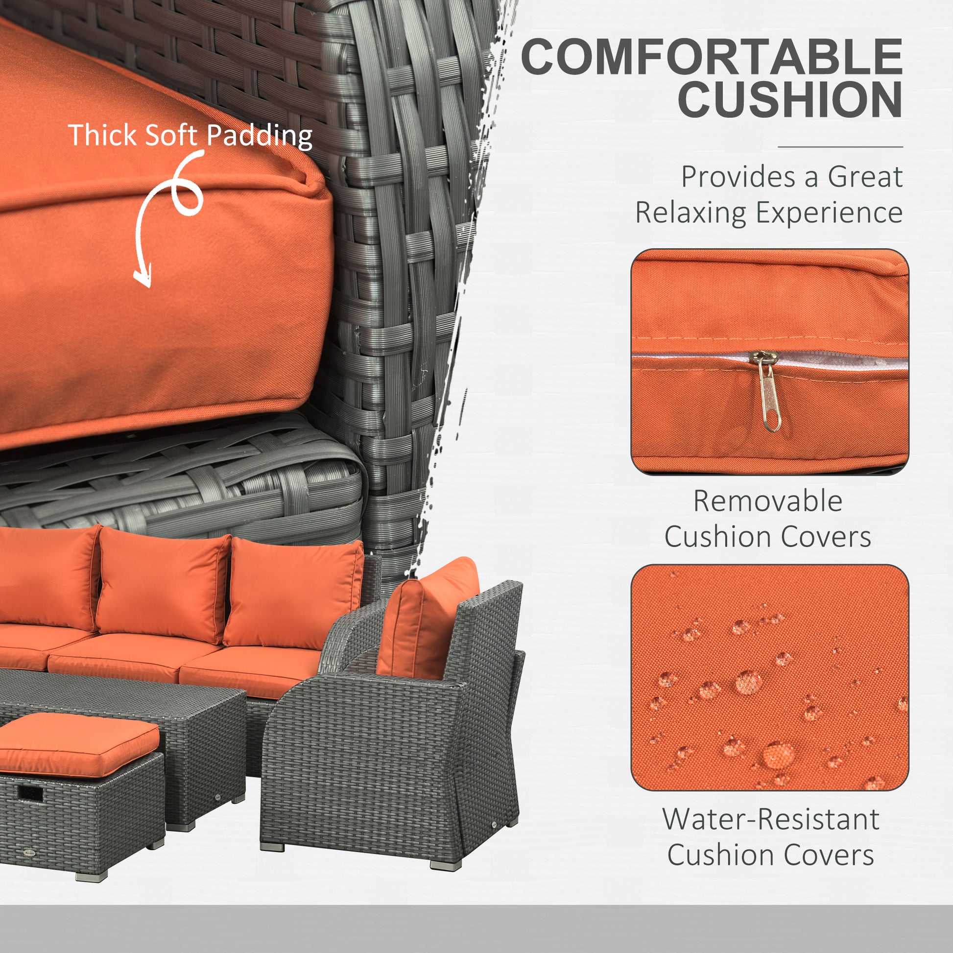 6 Pieces Patio Furniture with 2 Recliner Chairs, PE Wicker Sectional Furniture Conversation Set with a 3-Seat Sofa, 2 Fo