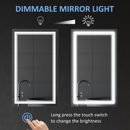 40" x 24" LED Bathroom Mirror, Dimmable Lighted Wall-Mounted Mirror, with 3 Colour, Smart Touch, Plug-in, Vertical or Ho