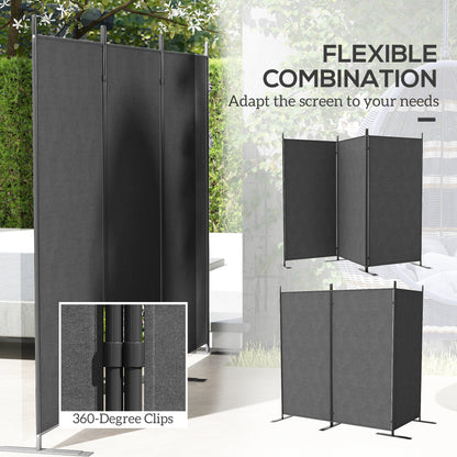 3 Panel Folding Outdoor Privacy Screen, 5.8FT Tall Room Divider with UV30+ Protection, Freestanding Privacy Panel Partit