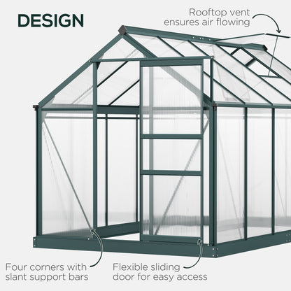 6' x 10' x 6.6' Polycarbonate Greenhouse, Walk-In Green House Kit Garden, Plants Grow, Galvanized Sheet Aluminum Frame w