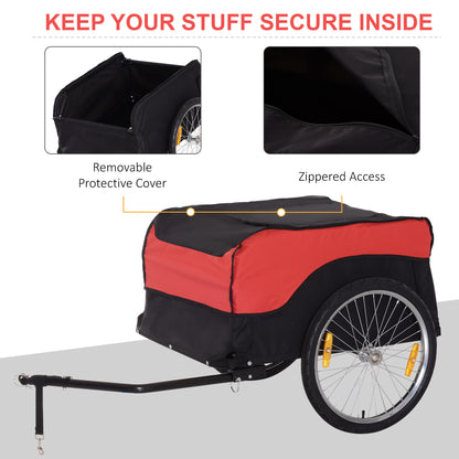 VarietyKart Bike Cargo Trailer Bicycle Luggage Carrier Cart with Cover Black Red