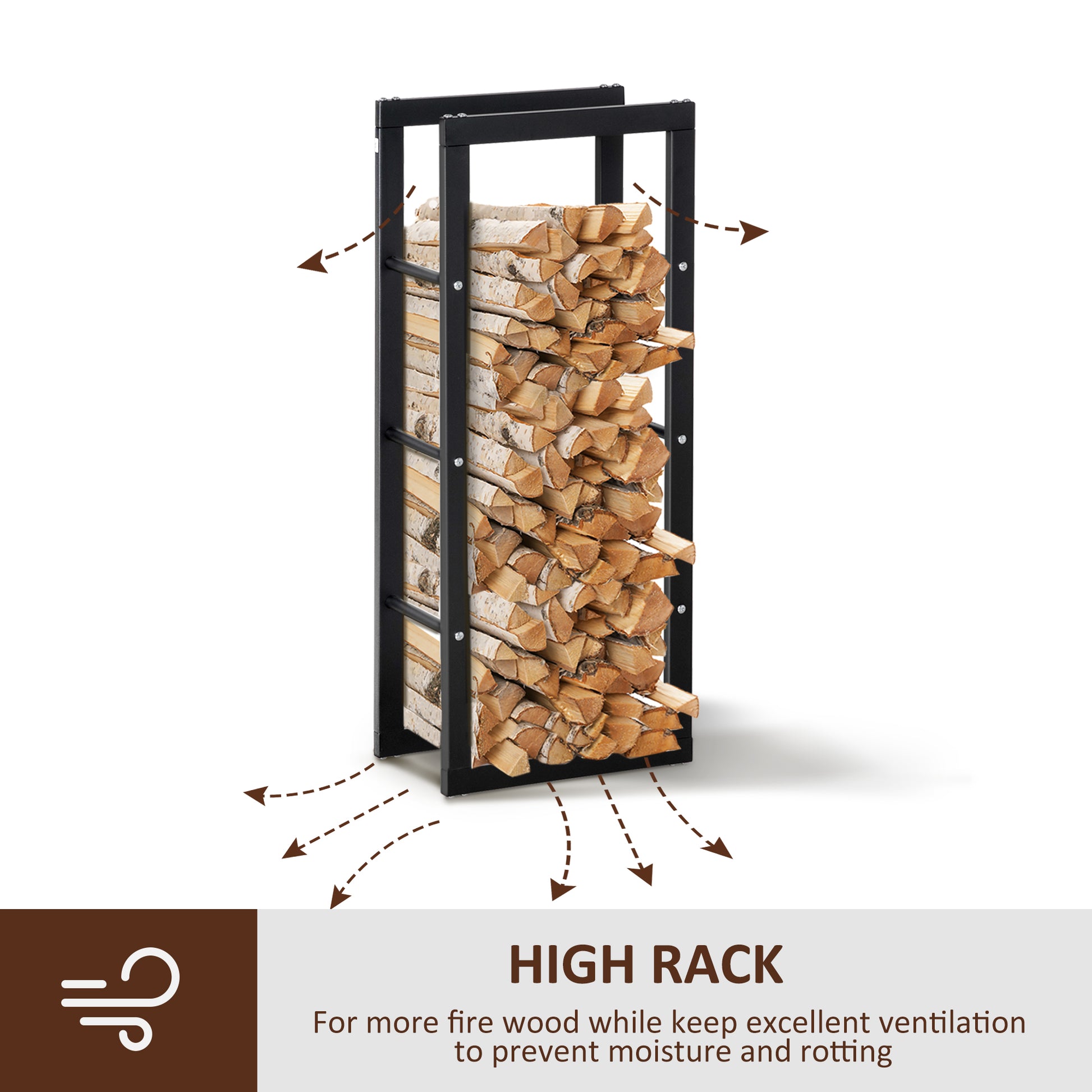 15.7" x 9.8" x 39.4" Firewood Rack Outdoor, Log Holder Fireplace Storage Rack with Handles and 220 lbs. Weight Capacity,