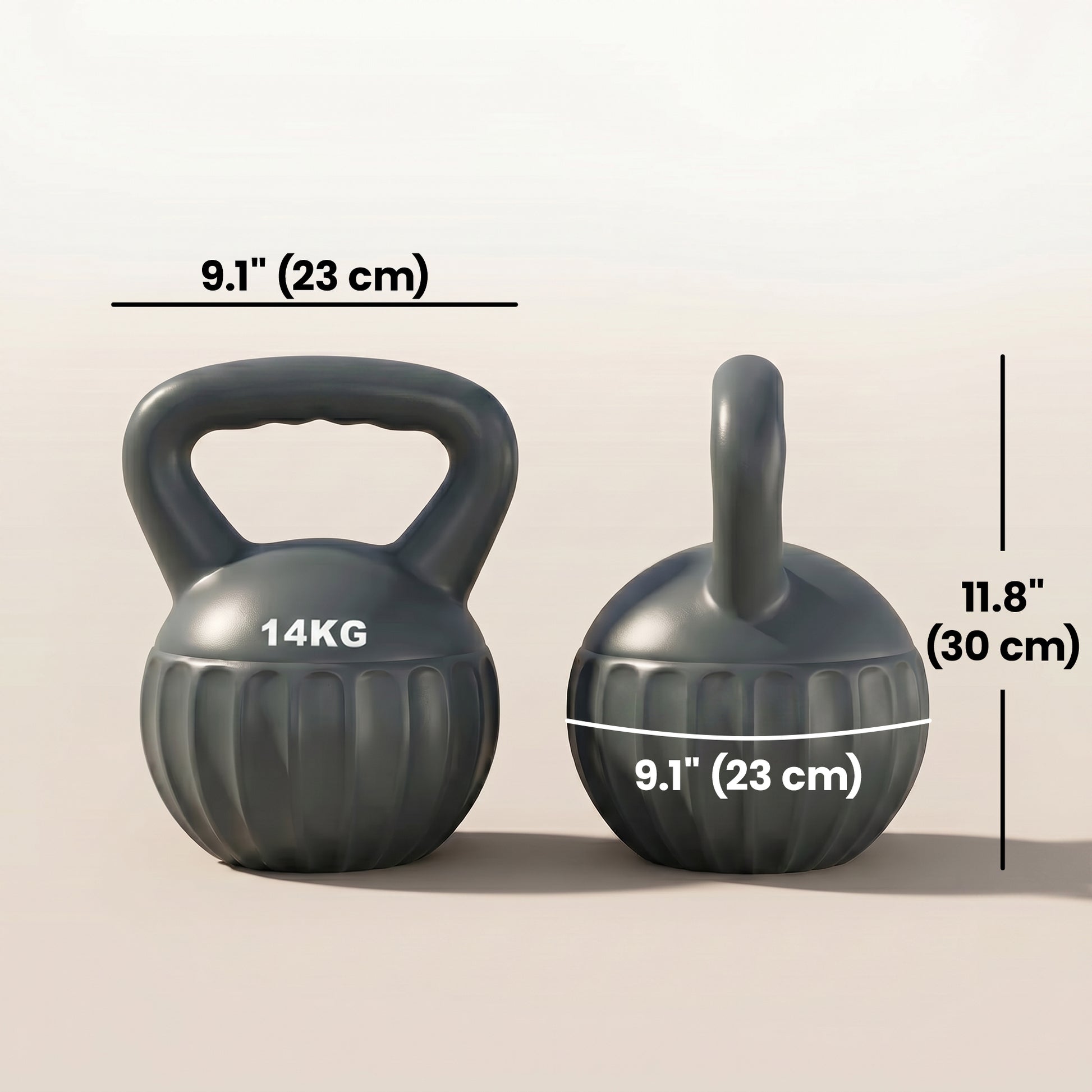 Soozier Kettlebell, 31 lbs Kettle Bell with Non-Slip Handle for Home Gym, Weight Lifting and Strength Training, Grey