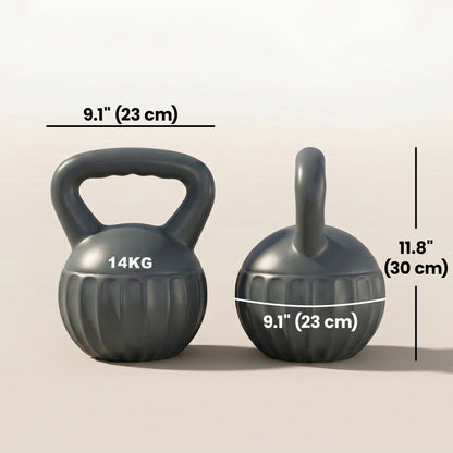 Soozier Kettlebell, 31 lbs Kettle Bell with Non-Slip Handle for Home Gym, Weight Lifting and Strength Training, Grey
