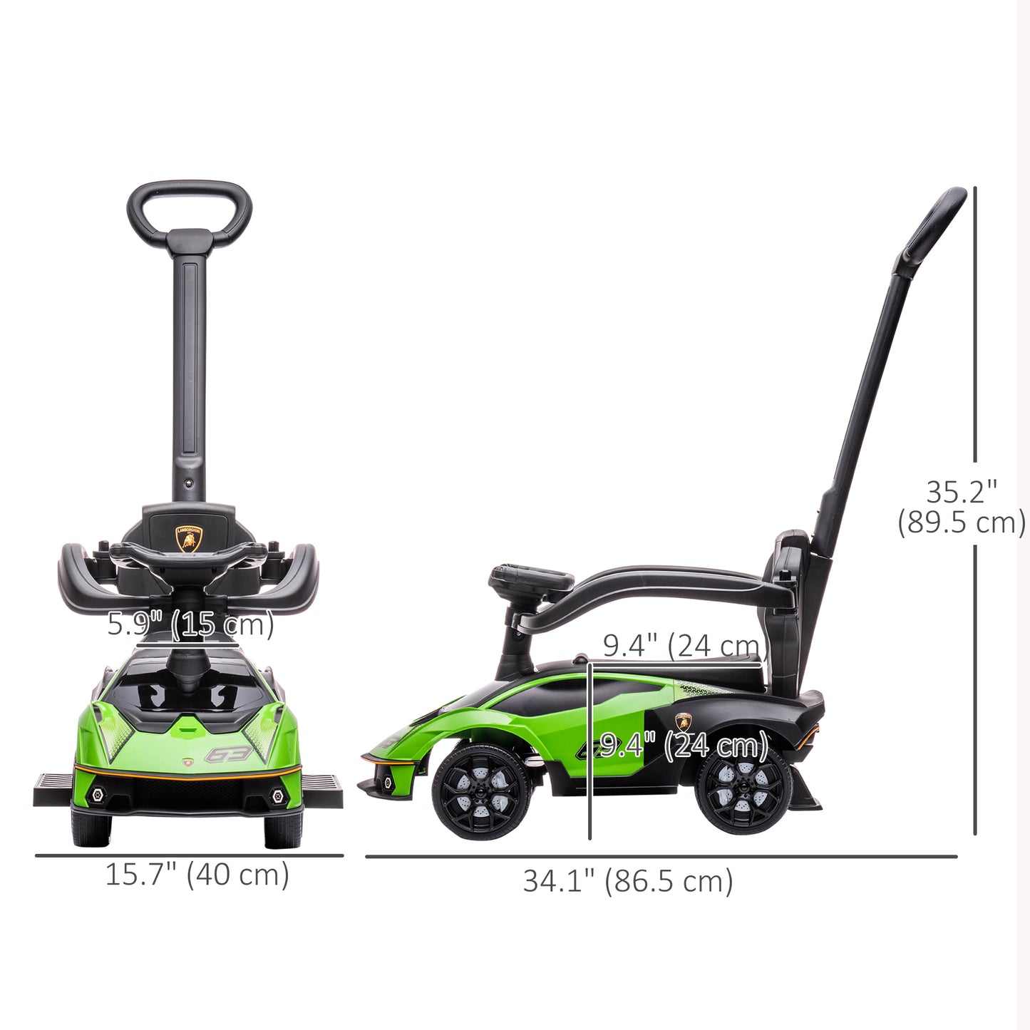 VarietyKart 3 in 1 Ride on Push Car for Toddlers, Licensed Kids Sliding Car with Safety Protection Footrest Horn, Green