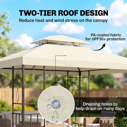 10 x 13 ft Steel Gazebo with Vented Canopy - Cream White - Image 3