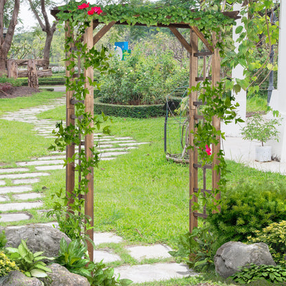 85" Wooden Outdoor Garden Arbour, Garden Arch Trellis for Climbing Vines  for Wedding and Ceremony - Carbonized