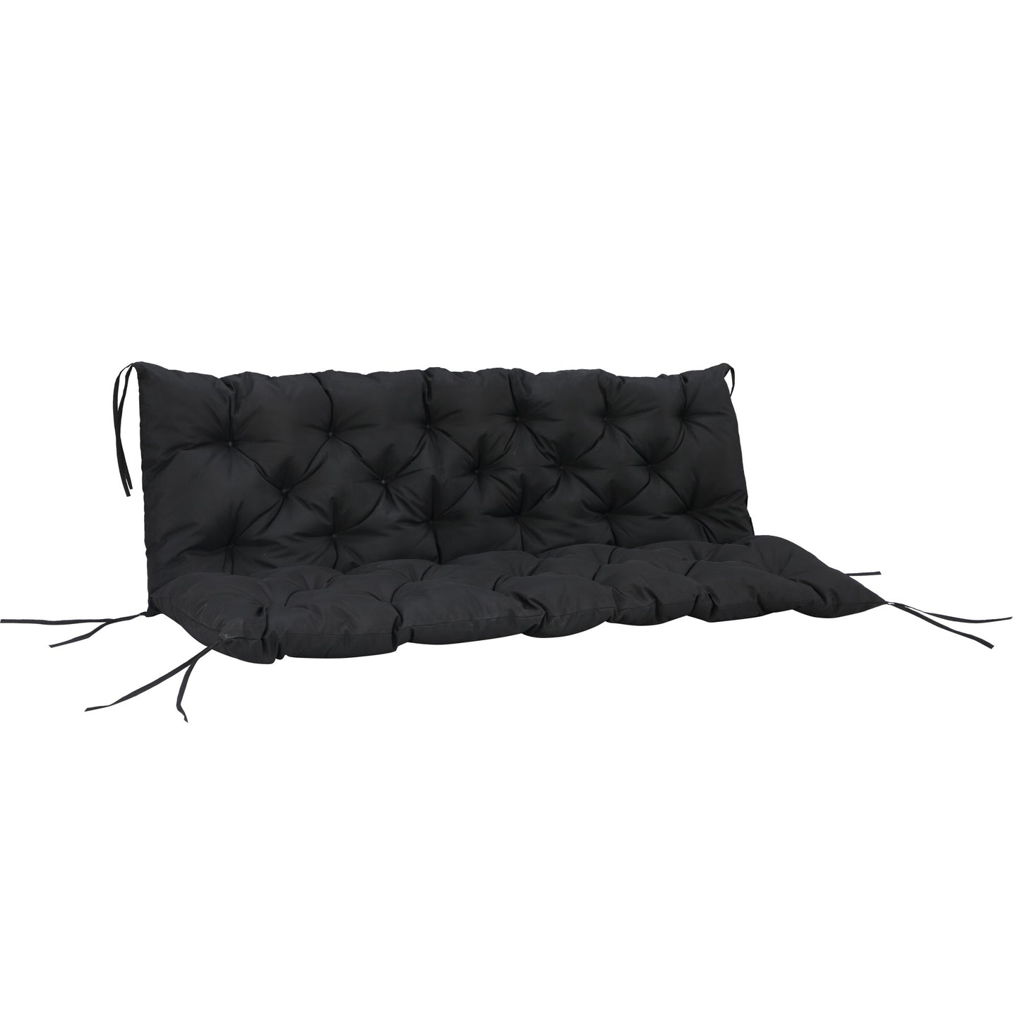 Porch Swing Cushion Garden Bench Cushion with Backrest, Non-Slip 3-Seater Soft Pad, 59.1" x 38.6", Black
