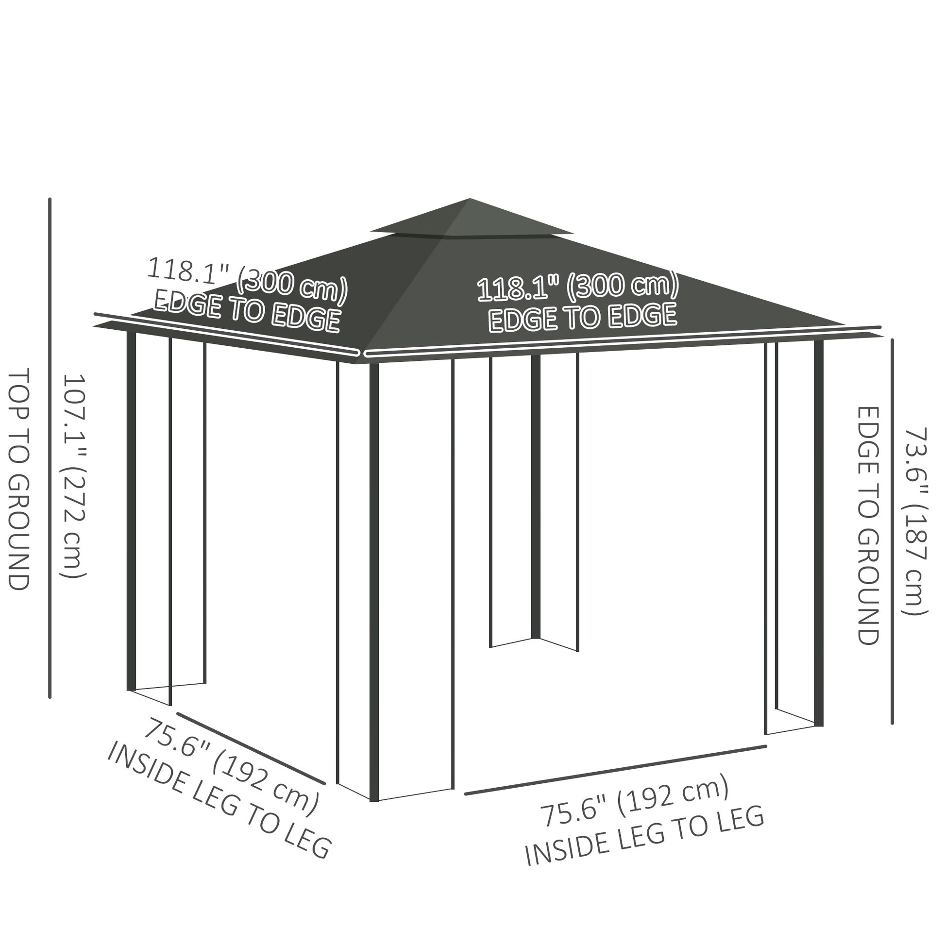 10'x10' Soft-top Steel Patio Gazebo Outdoor Sun Shelter with 2-Tier Polyester Roof, Curtain Sidewalls, Light Grey