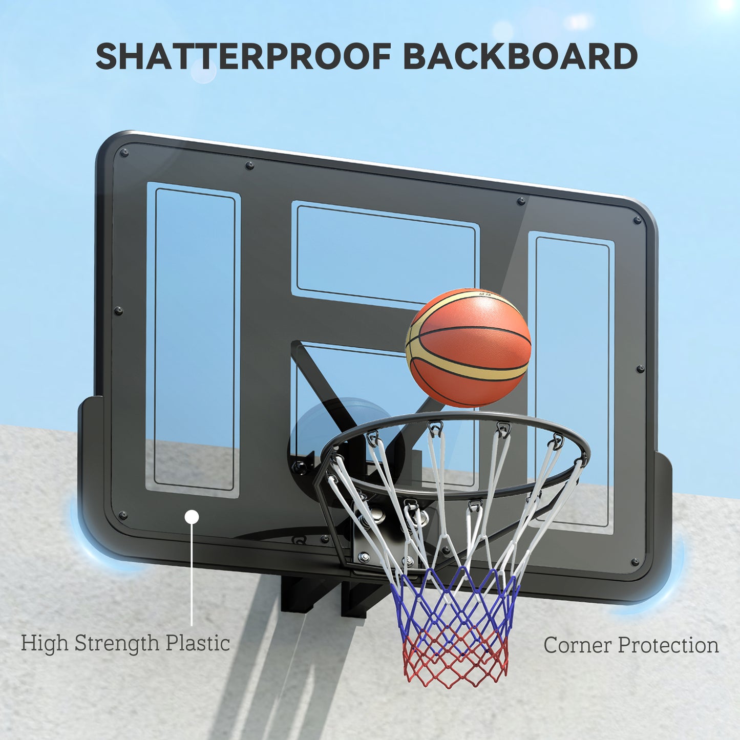 Soozier Wall Mounted Basketball Hoop, Basketball Goal Combo Kit with 43" Reinforced Shatter Resistant Backboard and All 