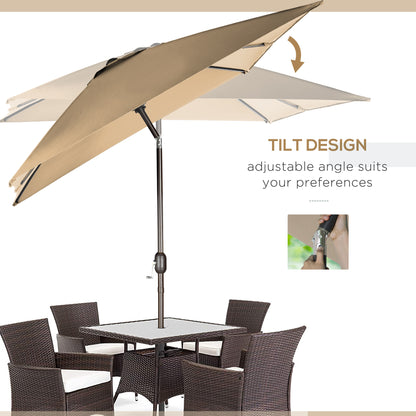 6.5x10ft Patio Umbrella, Rectangle Market Umbrella with Aluminum Frame and Crank Handle, Garden Parasol Outdoor Sunshade