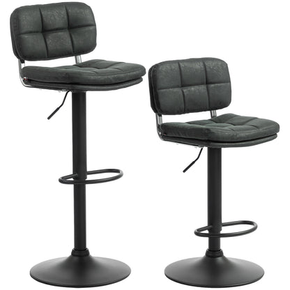 Bar Stools Set of 2, Swivel Counter Height Barstools with Adjustable Height, Back and Footrest, PU Leather Bar Chairs