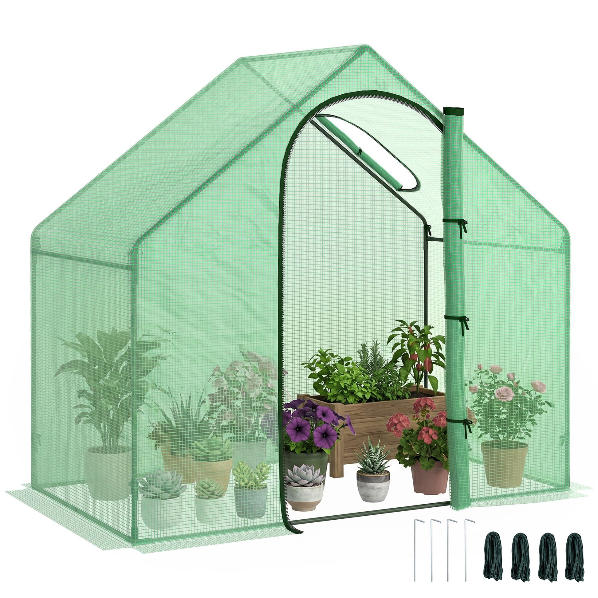 6 x 3.3 x 5.5ft Walk-in Garden Greenhouse with Door & Top Window, Portable Mini Greenhouse for Plants Flowers Herbs Toma
