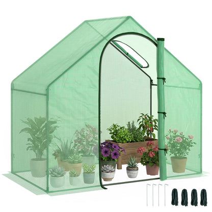 6 x 3.3 x 5.5ft Walk-in Garden Greenhouse with Door & Top Window, Portable Mini Greenhouse for Plants Flowers Herbs Toma