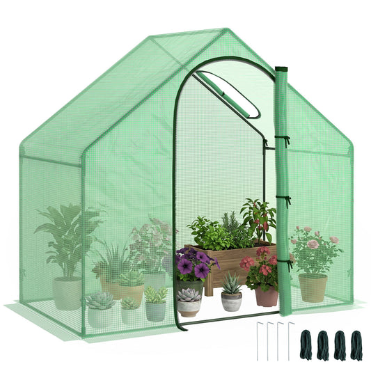 6 x 3.3 x 5.5ft Walk-in Garden Greenhouse with Door & Top Window, Portable Mini Greenhouse for Plants Flowers Herbs Toma