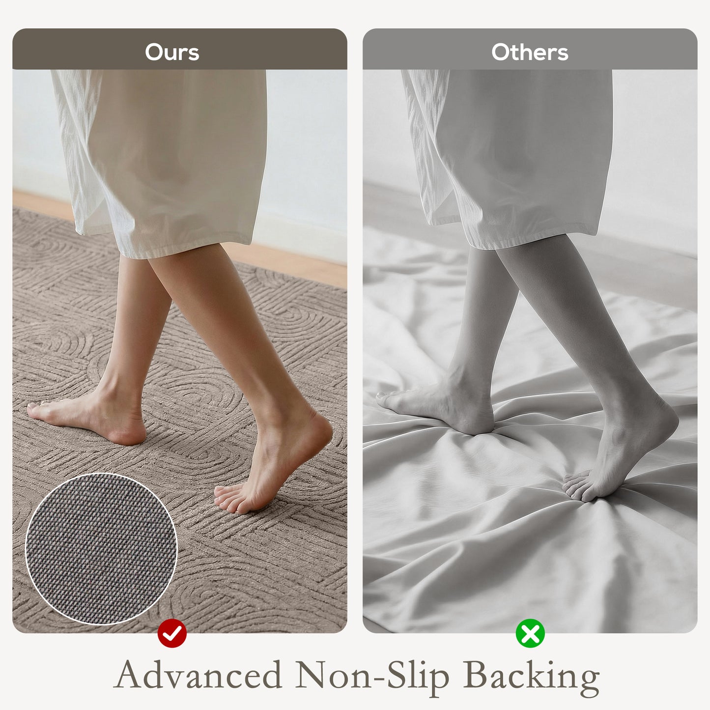 7.5x9.5 Area Rug, Luxurious Faux Fur Rug, Non-Slip Floor Carpet for Living Room, Bedroom, Dining Room, Tan