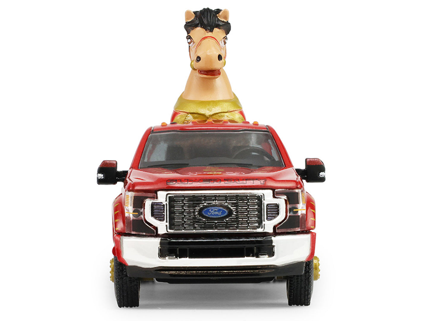 2022 Ford F-450 Dually Pickup Truck "Chinese Zodiac 2026 Year of the Horse" Red with Gold Graphics and Horse Figure "Hobby Exclusive" Series 1/64 Diecast Model Car by Greenlight