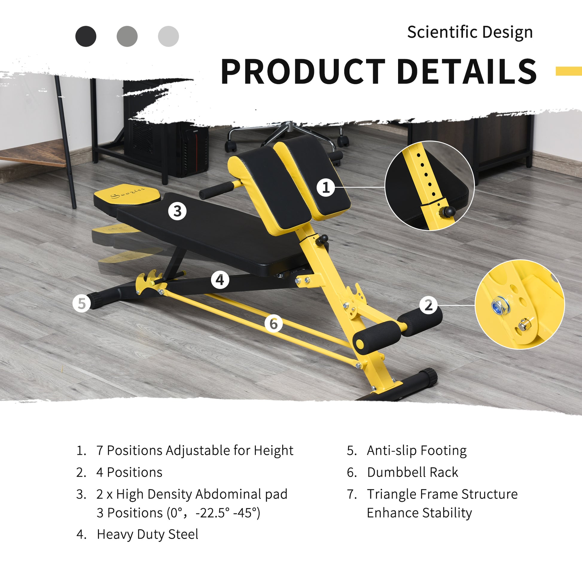Soozier Adjustable Weight Bench Roman Chair Exercise Training Multi-Functional Hyper Extension Bench Dumbbell Bench Ab S
