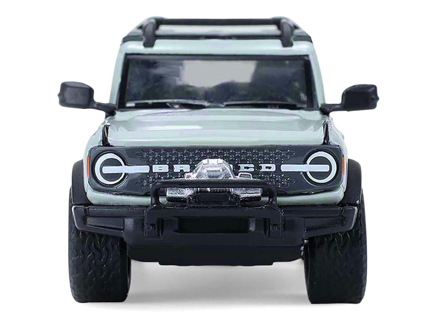 2021 Ford Bronco 4-Door Badlands Cactus Gray with Black Top and Motorcycle with Utility Trailer "Hitch & Tow" Series 33 1/64 Diecast Model Cars by Greenlight