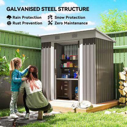 6' x 4' Outdoor Storage Shed, Metal Garden Tool Storage House Organizer with Lockable Sliding Doors and Vents for Backya