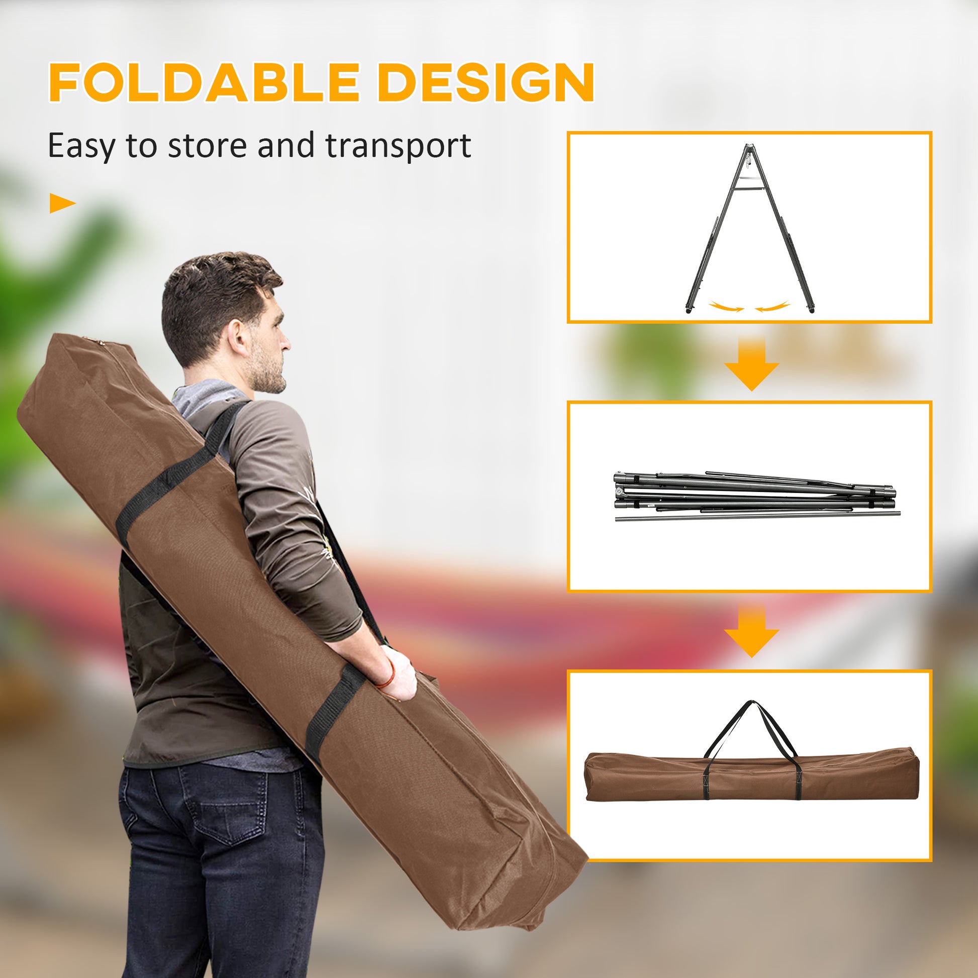 Portable Hammock Stand, 2-in-1 Hammock Net Stand and Hanging Space, Patio, Garden, Yard, Black