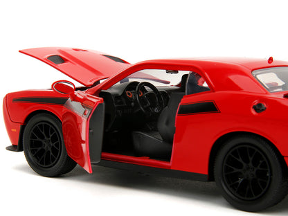2015 Dodge Challenger Red with Black Stripes and Glenn Diecast Figure "The Walking Dead" (2010-2022) TV Series "Hollywood Rides" Series 1/24 Diecast Model Car by Jada